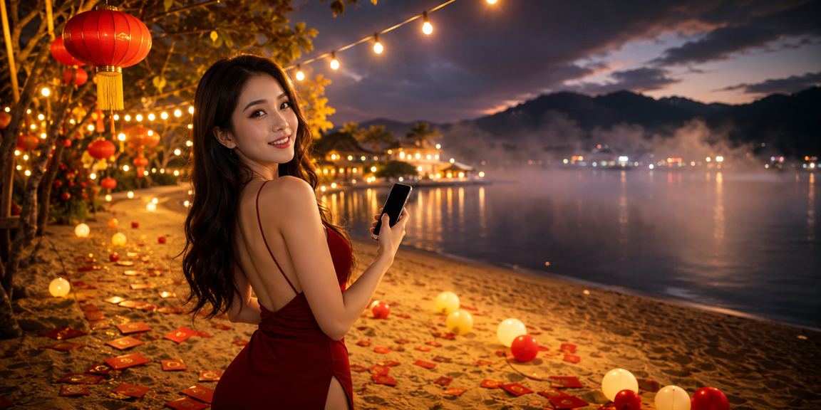 Cảnh đêm Đà Lạt với người chơi xổ số và đèn lồng lung linh