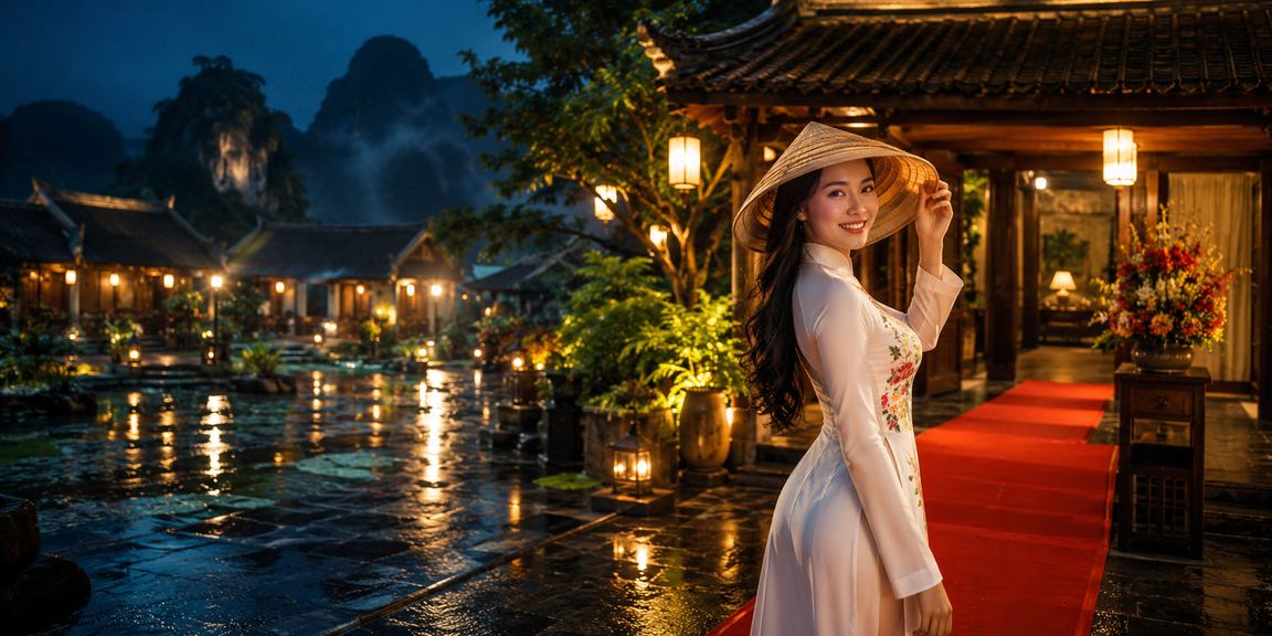 Phong cảnh Ninh Bình yên bình với hình ảnh người chơi cược trực tuyến qua di động